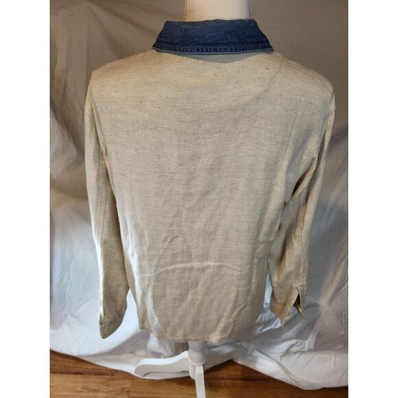 Lemon Grass‎ Size Small Full Zip Collared Beige Linen Blend Top - Picture 5 of 7